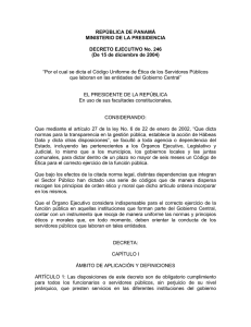 REPÚBLICA DE PANAMÁ MINISTERIO DE LA PRESIDENCIA