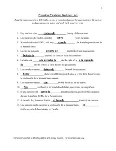 Preposition Vocabulary Worksheet Key Read the sentences below