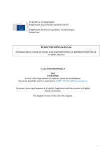 EUROPEAN COMMISSION Employment, Social Affairs and