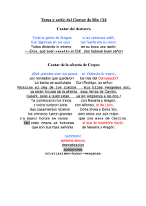 Tema y estilo del Cantar de Mio Cid Cantar del destierro Cantar de