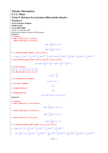 Sistemas de ecuaciones diferenciales lineales Practica 2