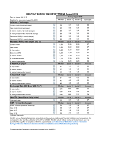 MONTHLY SURVEY ON EXPECTATIONS August 2016