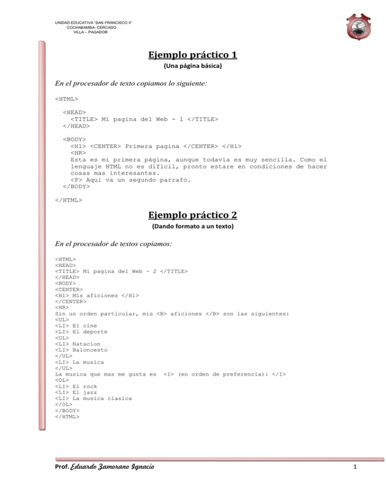 Ejemplo práctico 1 Ejemplo práctico 2