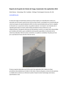 Reporte preliminar de erupción del Volcán Fuego 3