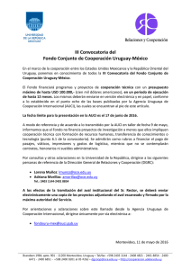 III Convocatoria del Fondo Conjunto de Cooperación Uruguay