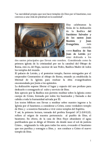 Dedicación de la Basílica de San Juan de Letrán. San Juan 2, 13-22