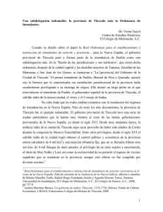 la provincia de Tlaxcala ante la Ordenanza de Intendentes