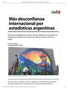 Más desconfianza internacional por estadísticas argentinas