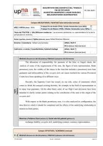 The allocation of responsibility for payment of the false or forged