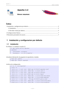 Apache 2.2 Índice 1 Instalación y configuracion por defecto