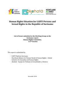 List of issues of the LGBT-identified persons in Suriname