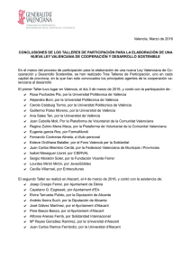 Informe Talleres marzo 2016 preparación de la nueva ley