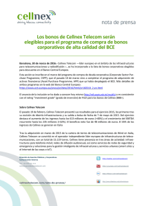 Los bonos de Cellnex Telecom serán elegibles para el programa de