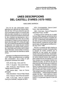 UNES DESCRIPCIONS DEL CASTELL D`ARES (1575