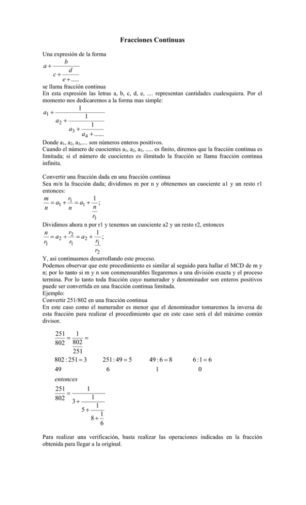Fracciones Continuas 1 0107