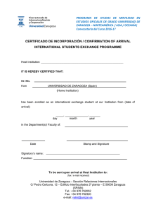 Certificado de Llegada - Universidad de Zaragoza