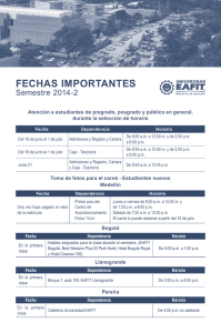 FECHAS IMPORTANTES - Universidad EAFIT