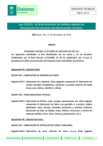 SERVICIOS TÉCNICOS Ley 12/2012, de 26 de diciembre, de