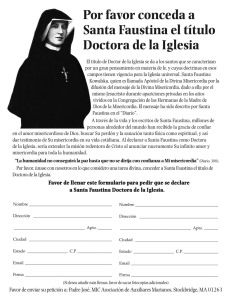 Por favor conceda a Santa Faustina el título Doctora de la Iglesia