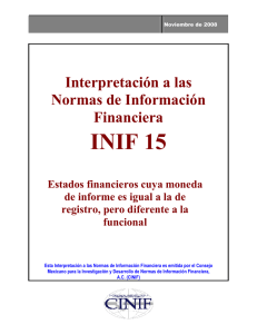INIF 15, “Estados financieros cuya moneda de informe es igual a la