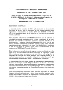 Instrucciones de ejecución y justificación. Convocatoria 2010