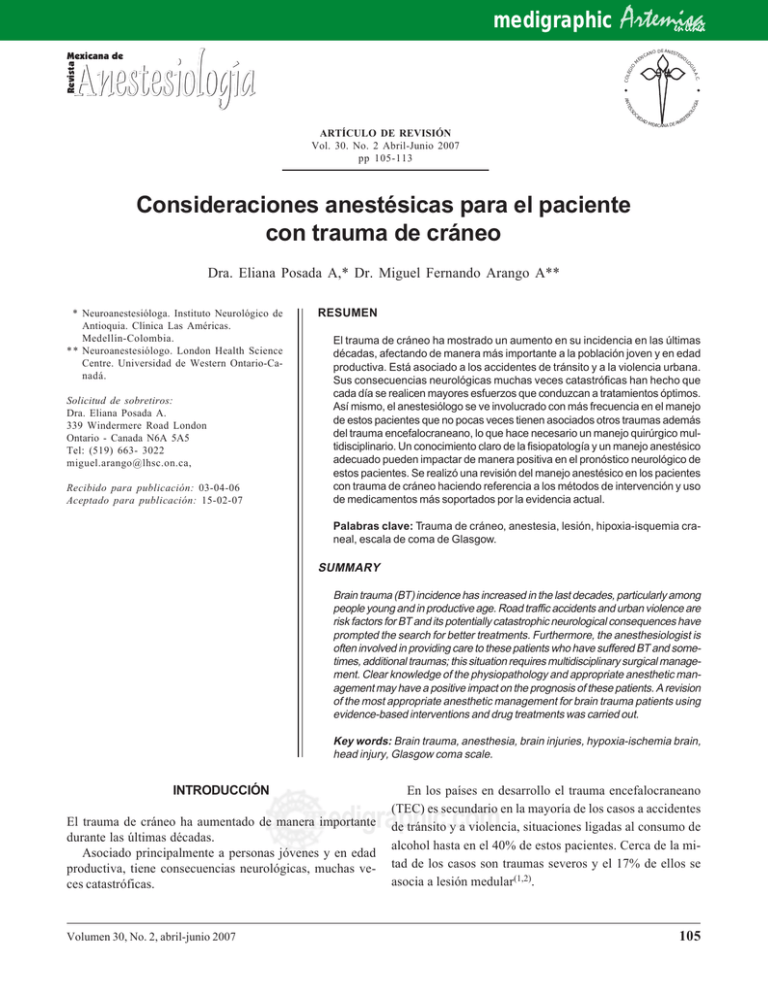 consideraciones anestésicas para el paciente con