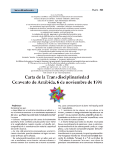 Carta de la Transdisciplinariedad Convento de Arrábida, 6 de