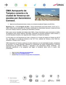 OMA Aeropuerto de Tampico conecta a la ciudad de Veracruz sin