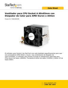 Ventilador para CPU Socket A 60x65mm con Disipador de Calor