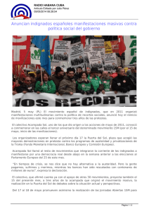 Anuncian indignados españoles manifestaciones masivas contra