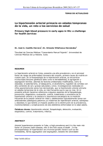 La hipertensión arterial primaria en edades tempranas de la vida