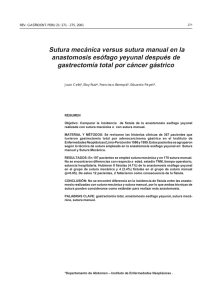 Sutura mecánica versus sutura manual en la anastomosis esófago