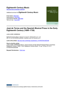 Eighteenth Century Music José de Torres and the Spanish Musical