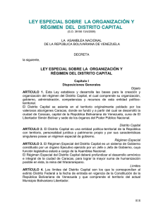 ley especial sobre la organización y régimen del distrito capital