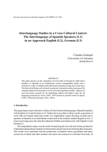 Interlanguage Studies in a Cross Cultural Context