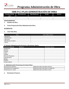Plan Administración Proyecto. OBR-F4.2