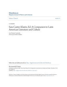 Sara Castro-Klarén, Ed. A Companion to Latin American Literature