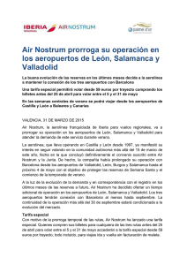 Air Nostrum prorroga su operación en los aeropuertos de León