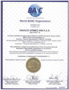 Certificación BASC - Ignacio Gómez IHM SAS