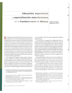 Educación, experiencia 1 y especialización manufacturera en la