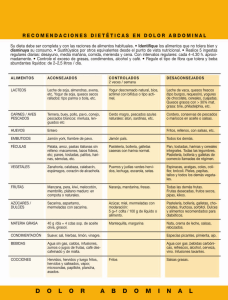 recomendaciones dietéticas en dolor abdominal