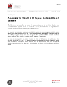 Acumula 13 meses a la baja el desempleo en Jalisco