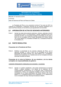 RA Pleno Resumen - Ayuntamiento de Madrid