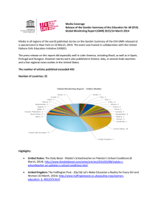 Media coverage for launch of Gender Summary