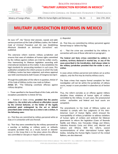 MILITARY JURISDICTION REFORMS IN MEXICO