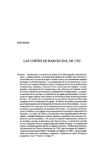 LAS CORTES DE BARCELONA, DE 1702