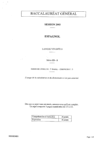 LV1 Espagnol - 2003 - Sciences Economiques et