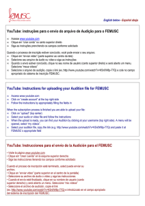 YouTube: instruções para o envio do arquivo de Audição