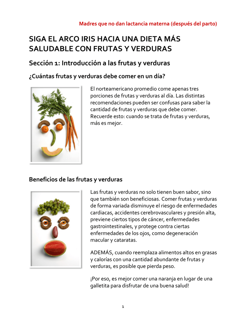dieta solo frutas y verduras