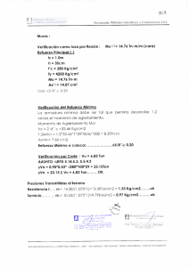 Veriﬁcación como losa por ﬂexión : Mu H= 14.76 ïn